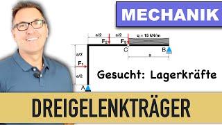 Dreigelenkträger | Dreigelenkbogen | Analytische Lösung | Reaktionskräfte