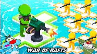 Oggy and Jack try to Max Level in War Of Raft Game  Oggy Game