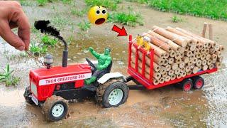 diy mini tractor heavy trolley stuck in mud science project @sanocreator