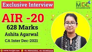 CA intermediate Dec 21 Exclusive interview Of Ashita Agarwal | CA-Inter AIR 11 | MCCJPR