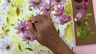 Paint Flowers with Acrylic, Quick and Easy Technique for Beginners 