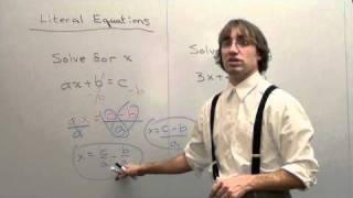 Free Math Lessons Literal Equations