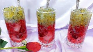 طرز تهیه شربت ژله ای مجلسی با تخم شربتی/آموزش دسر شیک و مجلسی/Jelly dessert