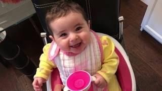 6 months old baby tries the Munchkin 360 Cup for the first time