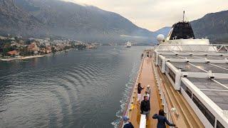 Viking Mediterranean Cruise: Viking Venus Sailing Away from Kotor (Time Lapse)