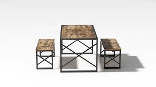 VECELO Dining Table Sets Rectangle Dinner Breakfast Dinette with 2 Benches