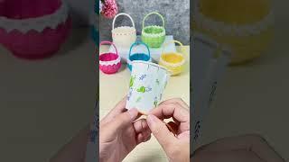 How to make basket from wool and thermacole glass/easy craft