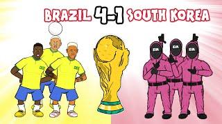 BRAZIL vs SOUTH KOREA! 4-1 (World Cup 2022 Cartoon Goals Highlights Richarlison Neymar Paqueta)