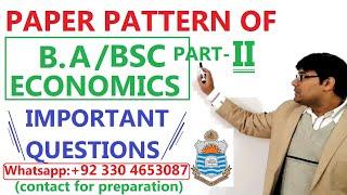 Paper pattern of BA/BSC economics part 2 PU || Important topics (Questions)