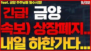 [금양 주가전망]긴급! 충격속보 발생! 전혀 예상치 못한 돌발상황! 초비상 걸렸습니다... #금양 #금양주가전망 #금양주식전망