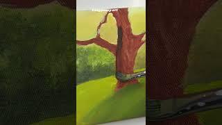 How to paint a tree / landscape painting for beginners