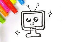 Easy Drawing a Cute TV for kids