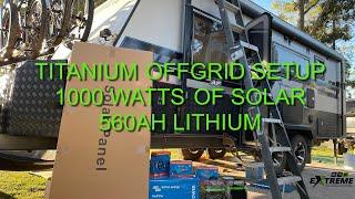 Titanium Off Grid, 1000 watt solar, 560ah lithium, runs the Air conditioning, microwave and more.