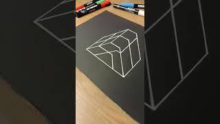 3D cube with white lines #shorts #illusion