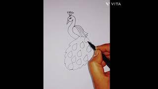 Easy Peacock drawing// How to draw a Peacock #howtodraweasy