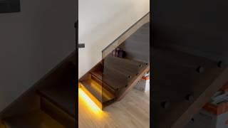 Wooden staircase with lighting #woodworking #diy