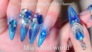 深藍之海貓眼美甲｜穿戴甲｜Nail Manicure｜光療美甲教學｜美甲彩繪｜經驗分享｜네일｜Nail Art｜Nails｜ASMR
