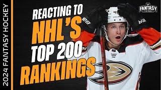 2024-25 Fantasy Hockey Advice - Reacting to NHL's Top 200 Fantasy Rankings