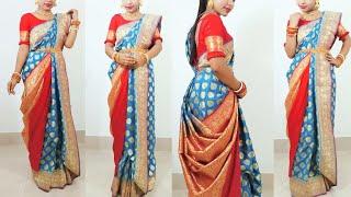 বিয়ে বাড়ি শাড়ী পরা নিউ স্টাইলস | Atpoure Bridal Saree Draping | Bengali Style Saree Draping