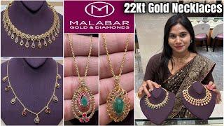 Malabar Gold Necklace Designs With Uncut Diamond Under 1 lakhs| Light Weight Gold Necklace Designs|