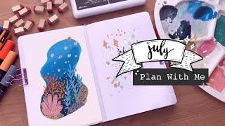 PLAN WITH ME ll July 2021 Bullet Journal ll Coral Reef Theme