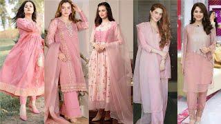 Stylish Pink Colour Party wear Dresses|| Baby pink and Tea pink frocks.