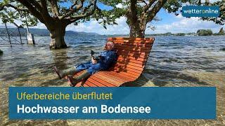 Hochwasser am Bodensee - Uferbereiche und Biergärten überflutet