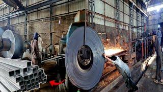 Amazing Manufacturing Processes of Square Steel Pipe || Mass Production of Stainless Steel Pipe