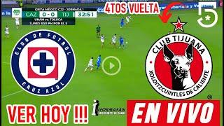 Cruz Azul vs Tijuana En Vivo, donde ver, Partido Hoy juega, CRUZ AZUL VS TIJUANA PARTIDO CUARTOS