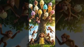 Monkeys Eat Ice Cream in Summer#ai#baby#ice#cute#monkey