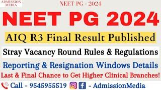 NEET PG 2024 | Stray Round Rules & Regulations | Resignations Windows | States Counseling Details