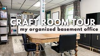 MY ULTRA-ORGANIZED CRAFT ROOM TOUR | How I set up & organized my basement home office and craft room