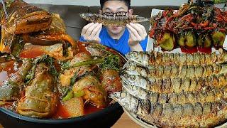 벌써 쿨타임이.. 메기매운탕과 꽁치구이, 오이소박이 요리 먹방 Spicy Catfish stew MUKBANG