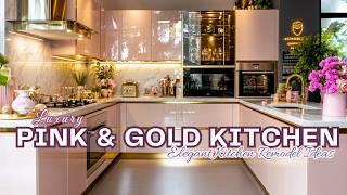 Luxury Pink & Gold Kitchen Makeover | Elegant Kitchen Remodel Ideas