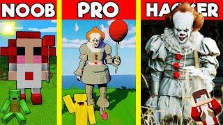 PENNYWISE CREEPY CLOWN Build Battle In Minecraft - NOOB VS PRO CHALLENGE Maizen Mizen Mazien Parody