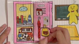 [paperdiy] Ready to go to SCHOOL Organizing Stationery in Cabinet️ 학교 종이놀이 ASMR