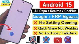 Android 15: All Oppo / OnePlus / Realme FRP| Quick Share not working | OnePlus Android 15 FRP Bypass