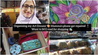 Daily vlog||Organising my Art Drawer||Mumma's phone got repaired||Went to MG road for shopping️||