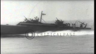 US Navy PT (Patrol Torpedo) boats patrol Atlantic coast during World War II. HD Stock Footage