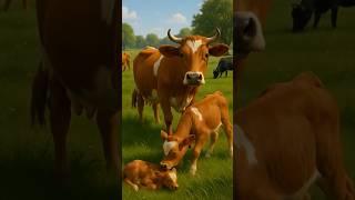 Hardworking Cow and Her Calf’s Heartwarming Story #cow #animals #ai