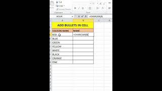 Add Bullets in Cell using Excel