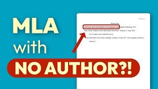 MLA citation with NO author (works cited and in-text)