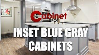 Inset Blue Gray Shaker Cabinets by The Cabinet Spot