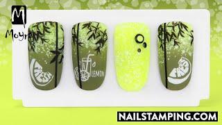 Layered stamping nail art with fresh colours (nailstamping.com)