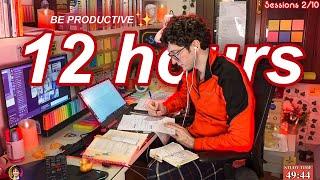 STUDY WITH ME LIVE | 12 HOURS  Harvard Alumnus, Chill Work With Me, Rain Sounds, Pomodoro Timer