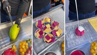 Mango and Dragon Fruit Ice Cream Rolls | Homemade Ice Cream | Street Food | Yummy Desserts