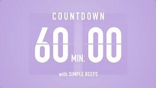 60 Min [ 1 Hour ] Countdown Flip Clock Timer / Simple Beeps 🫐 