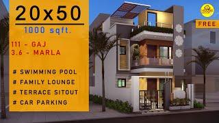 3D Home Design | 20*50 Feet | Luxury Interior | Swimming Pool | 20x50 House Plan | HouseDoctorZ