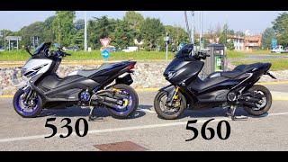 T MAX 560 FULL STOCK Vs T MAX 530 MALOSSI EQUIPPED 0 100 ROAD TEST