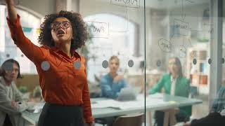 Office Meeting Female Company Strategist Presentation Team Multi-Ethnic Business people, Explaining